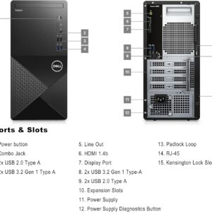 Dell Vostro Full Size Tower Business Desktop Computer, 12th Gen Intel Core i3, 16GB DDR4 RAM, 512GB PCIe SSD, Windows 11 Pro